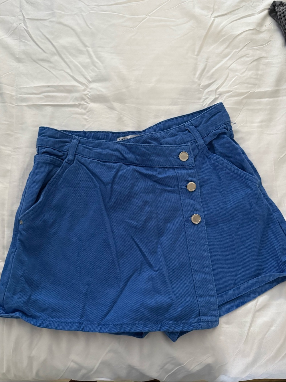 Zara Cobalt Button-Front Skort with Side Pockets Size Small